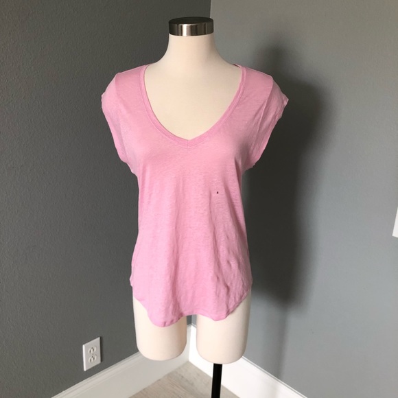 NWT Express Pink V-Neck Linen Tank T-Shirt - Picture 11 of 16